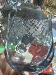 Set of 6 CRISTALLERIA FUMO Hand Made IN ITALY etched Wine Glasses