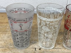 Lot of 4 Vintage Federal Glass Pint Cocktail Recipe Glass Tumblers VGC mcm