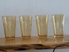 Vintage Libbey Gold Bounty Amber Wheat Tumblers – Set of 4 MCM Iced Tea Glasses