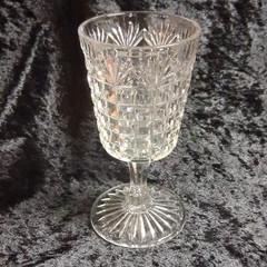 Richards & Hartley Block & Fan Glass Goblet Stemmed Drinking Glass 6 in Tall,