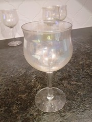 Lot of 4 Iridescent Wine Glasses Antique Victorian Hand Blown