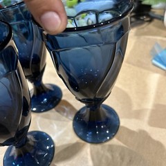 Noritake Sweet Swirl Dark Cobalt Blue Wine Glasses/Goblets (Lot of 3) 7-3/4”