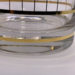 Vintage Culver Gold Vertical Stripe Old Fashioned Lowball Rocks Glass