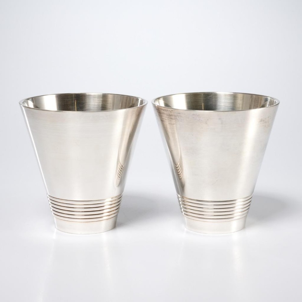 Sir Terence Conran Silver Plated Flared Tumbler Cups Pair Lot 3.75″h