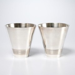 Sir Terence Conran Silver Plated Flared Tumbler Cups Pair Lot 3.75″h