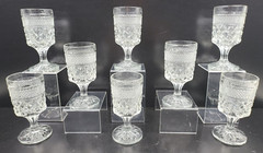 8 Anchor Hocking Wexford Claret Wine Glasses Set Vintage Cut Etched Bar Ware Lot