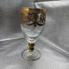J Preziosi Lavorato A Mano Made in Italy Wine Glass Goblets Gold Trim ✨Lovely