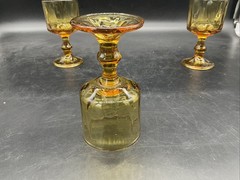3 Vtg Hazel Atlas El Dorado Amber Wine Glasses 5 1/8” T