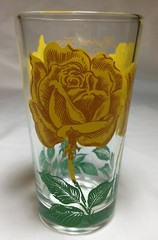Vintage Boscul Hybrid Tea Rose Peanut Butter Glass, Yellow Lettering