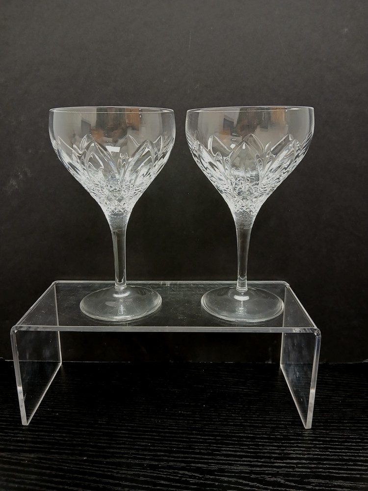 Atlantis Chartres Champagne Tall Sherbet Cut Blown Glasses Portugal (Set of 2)