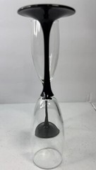 Champagne Flutes 2 Wine Glasses Luminarc France Black Stem Optic Swirl Glass MCM
