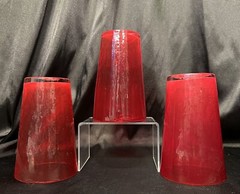 Set Of 3~Red~Hand Blown Glass Tumblers
