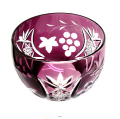 AJKA Marsala Amethyst Purple Crystal Cut to Clear Wine Glass Goblet MINT