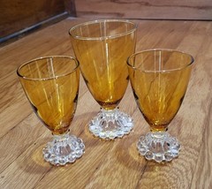 3 Anchor Hocking MCM Amber Berwick Boopie Glasses 1 Water Goblet 2 Juice