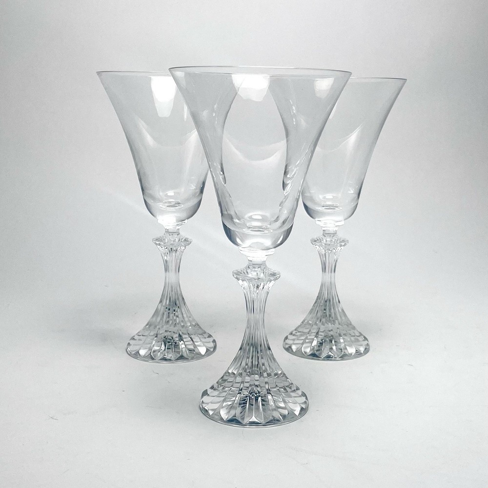 3 VTG Mikasa Stratton Crystal Water Goblets Wine Glasses Flared Bowl Ritz Stem