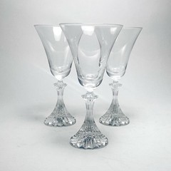 3 VTG Mikasa Stratton Crystal Water Goblets Wine Glasses Flared Bowl Ritz Stem