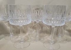 (5) PASABAHCE ELYSIA TALL CRYSTAL COCKTAIL GLASSES 7 3/4″ MINT