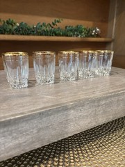 5 Mid Century MCM Federal PARK AVENUE Glasses Set REGAL GOLD Rimmed SHOT TUMBLER
