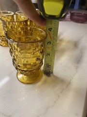 7 Vintage Harvest Gold 5 oz. Whitehall By Colony Footed Juice Glasses