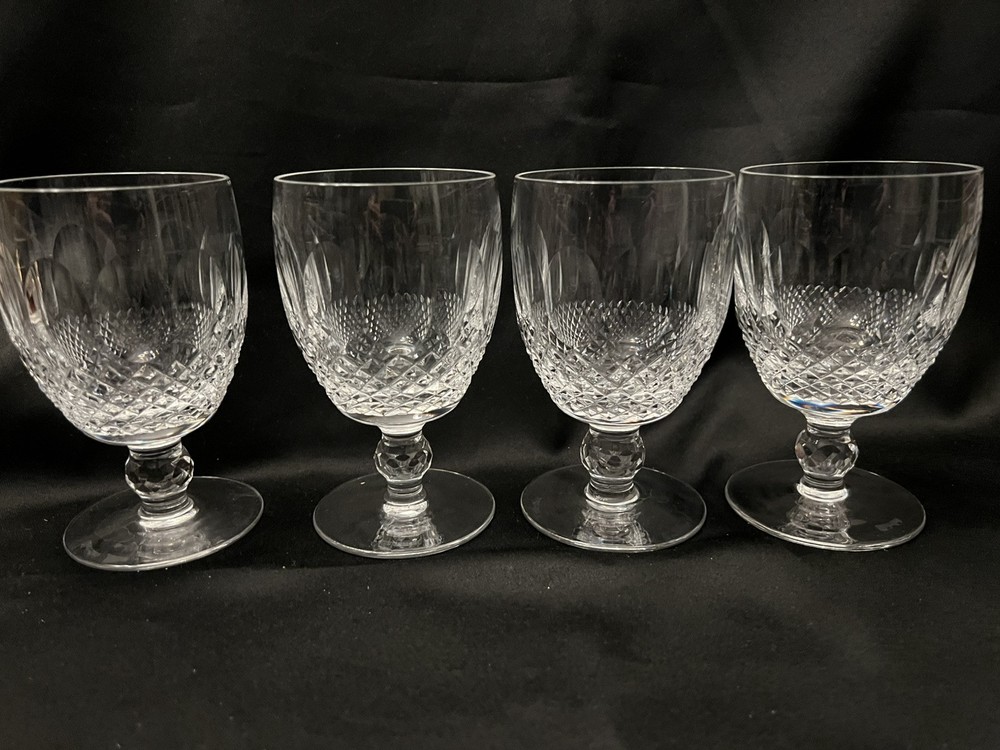 4 Waterford Crystal COLLEEN Short Stem WATER Goblets 5 1/4″ Tall Set Vtg MINT