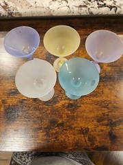 Vintage Libbey Satin Watusi Martini Glasses Set 5 Pastel Colors
