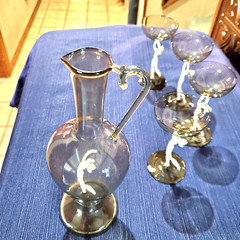 ART DECO SPEAKEASY Nudes F. Lampl Rare 1930’s Bimini Carafe 4 Martini Glasses