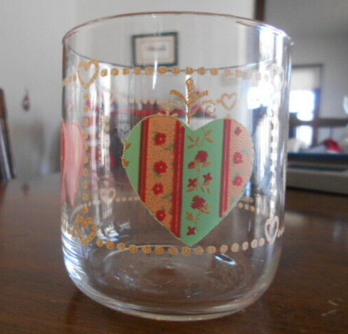 Heartwarming Tumbler 8 oz. Juice Glass Tienshan Folkcraft Pink Blue Green !