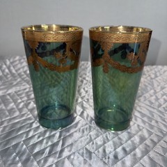 J Preziosi Lavorato A Mano Made in Italy Green Tumbler Glasses Pair