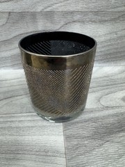 VINTAGE MCM ON THE ROCKS GLASSES BLACK SILVER TEXTURED GEOMETRIC SET OF 8 1950S