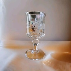 Vintage Liqueur Cordial Glass Small Stem Etched Leaf Detail 3.75″ Tall