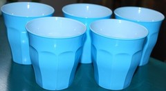 Set 5 DURALEX PICARDIE 8 oz PASTEL BLUE Drinking Cups Stackable Glasses FRANCE