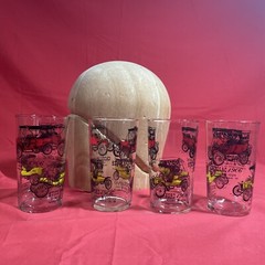 Vintage Libbey 5” Drinking Glasses (4) Antique Car Design Studebaker Cadillac