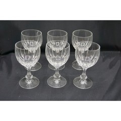 Set of 6 Crystal Water Goblets Swirled Optic Pattern European Lead Crystal