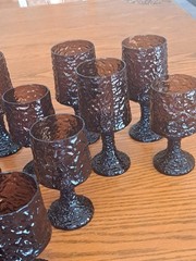 Lenox Hand Blown Crystal Textured Impromptu Brown 17 Piece Stemmed Glass Ware