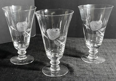 Fostoria Rose-Crystal Goblets-Deep Cut Grey Rose-6 Iced Tea, 6 Water, 6 Sherbet
