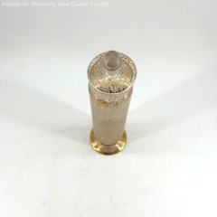 MCM Gold Brocade Splatter Speckled Glass Apothecary Jar Slim 9.5″