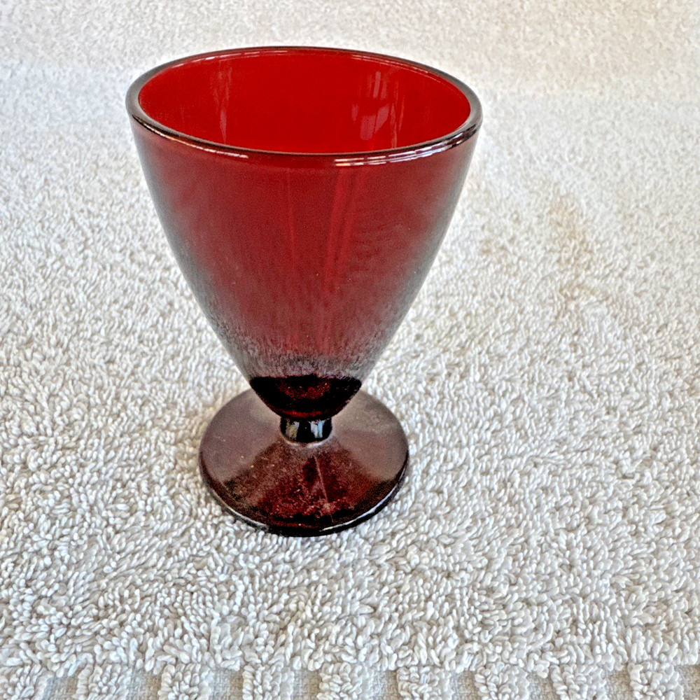 Vintage Anchor Hocking Cordial Glass Royal Ruby Red 3.5” Tall 2 1/8” Diameter