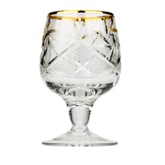 Modern Russian Cut Crystal Sherry Shot Glass Gold Rim – 1oz, 35ml, Set of 6