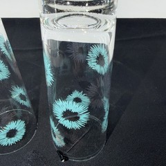 MCM Atomic Highball Glasses Set of 2 Turquoise Blue and Gold Vintage
