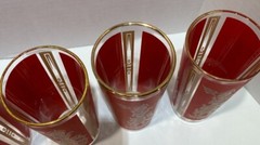 Red Culver Mandalay Goddess Thai Princess Hollywood 22k BARWARE SET OF 6 GLASSES