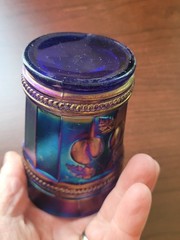 WOW ELECTRIC Blue Northwood Carnival Glass Peach Pattern Tumbler