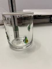 Anthropologie Avocado Pattern Tumbler Glass Clear With White Rim