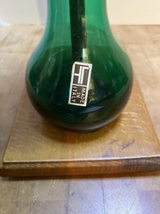 Mid Century Green Italy Art Glass 1/2 Yard Beer Glass 18.25” Tall Sticker Intact