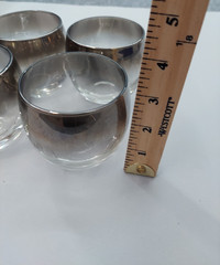Lot 4 Vtg Dorothy Thorpe Glasses Roly Poly Barware Silver Ombre Fade MCM Retro