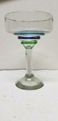 MEXICO HAND MADE TRICOLOR MULTICOLOR MARGARITA GLASS