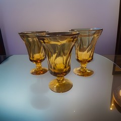VINTAGE FOSTORIA JAMESTOWN 6” STEMMED WATER / WINE GOBLET AMBER 10oz.