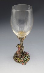 KIRKS FOLLY DRAGON WINE GOBLET GLASS JEWELED STONES RARE 8″