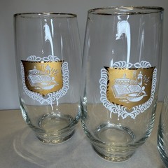 (5) Vintage Libbey Apothecary Pharmacy Rx Gold Trim Drinking Glasses Tumblers