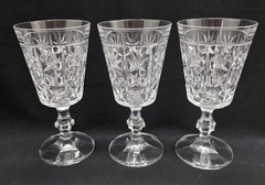 Royal Crystal Rock London Pattern Water Glasses 6-3/4″ Set Of 3 Goblets