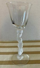 French Bayel Crystal Bacchus Cordial Art Wine Glass Frosted Human Figural Stem